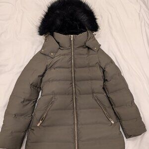 Zara Semi-Long midlength Hooded Down Puffer Coat with Faux Fur (sz M)